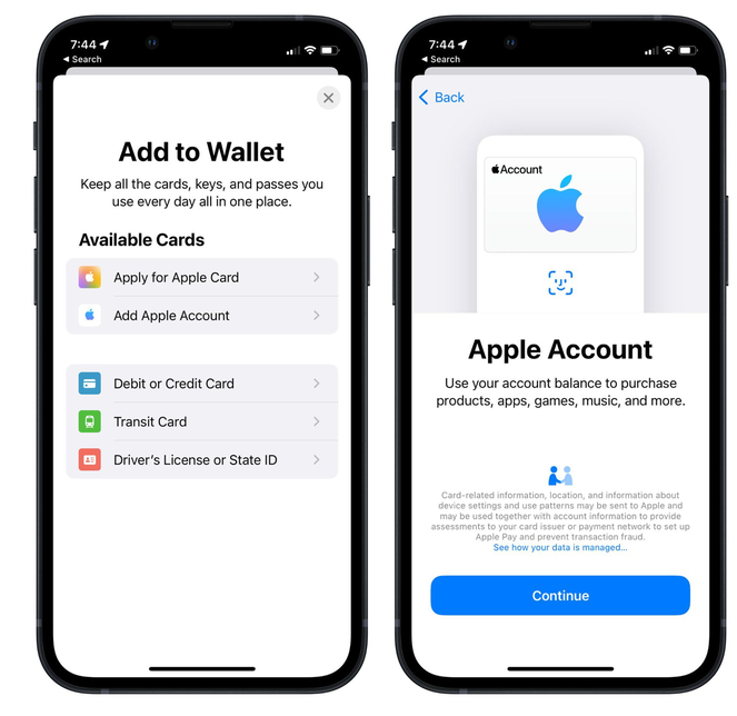襄城苹果手机维修分享iOS 15.5钱包App如何添加 Apple 账户 